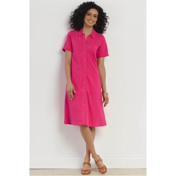 Soft Surroundings Filipa Shirtdress in Bright Rose - Picture 7 of 8